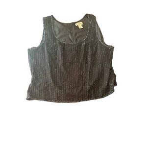 Draper & Damon's Black Beaded Scoop Neck Tank 22W